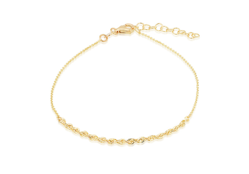 9ct Yellow Gold Rope Trace Chain Bracelet