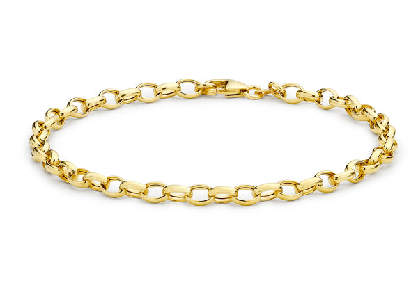 9ct Yellow Gold Hollow Oval Belcher  Bracelet 19m/7.5"9