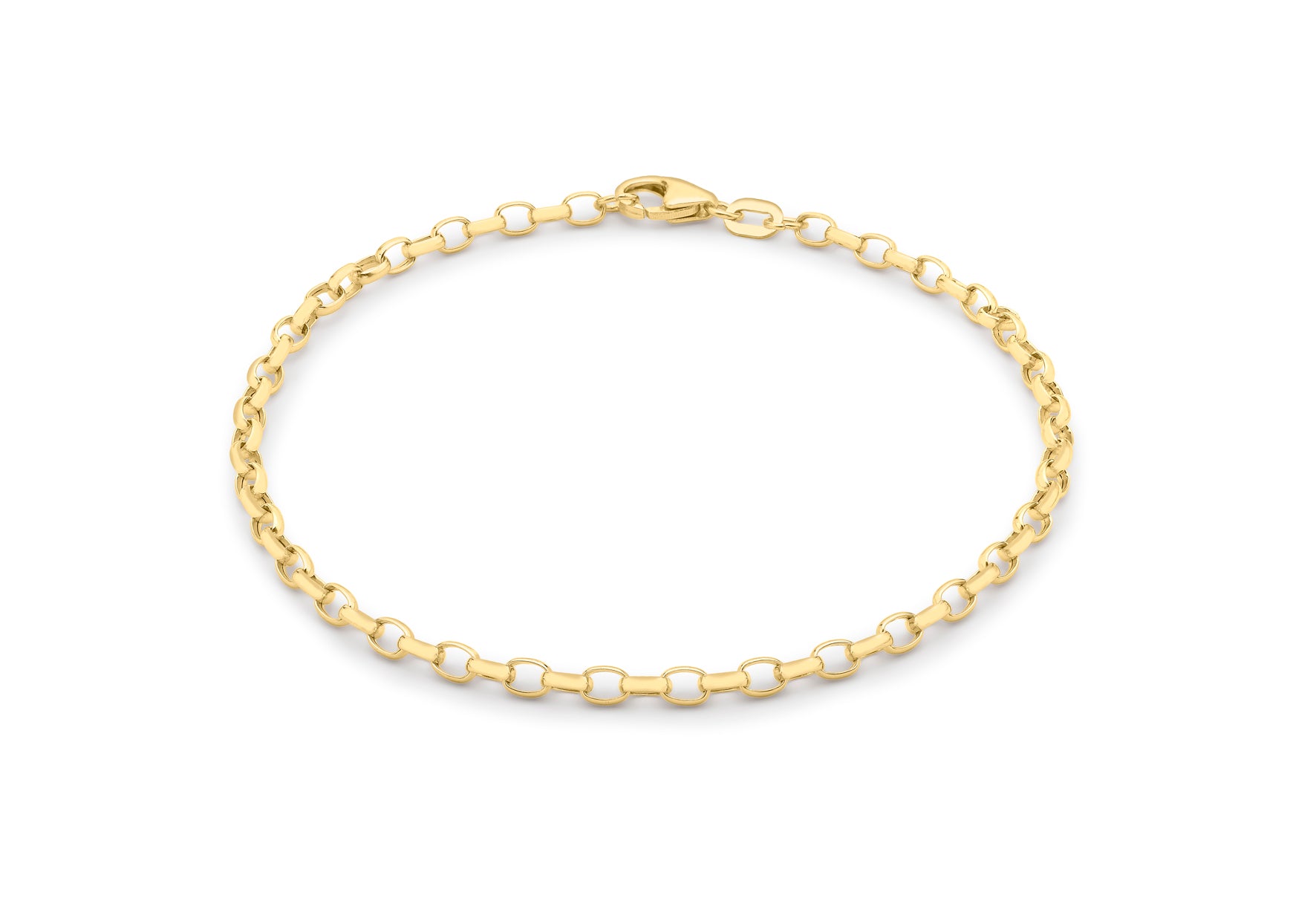 9ct Yellow Gold 100 Oval Belcher  Bracelet 19m/7.5"9
