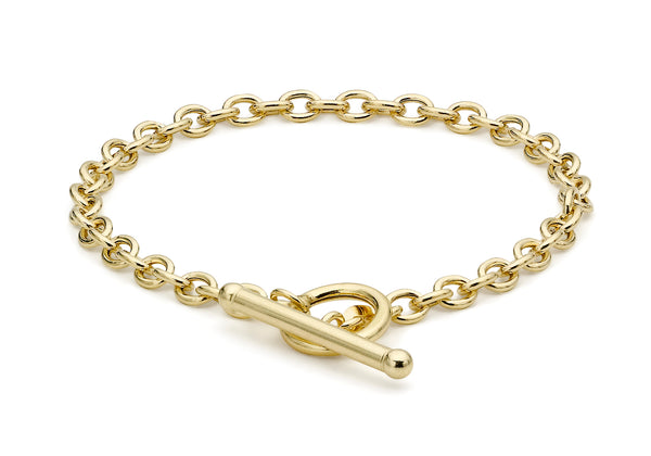 9ct Yellow Gold Oval Belcher  T-Bar Bracelet