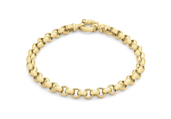 9ct Yellow Gold 250 Large Spring Ring Belcher  Chain Bracelet 19m/7.5"9