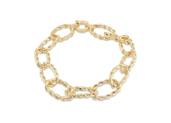 9ct Yellow Gold Twist Link Rope Bracelet