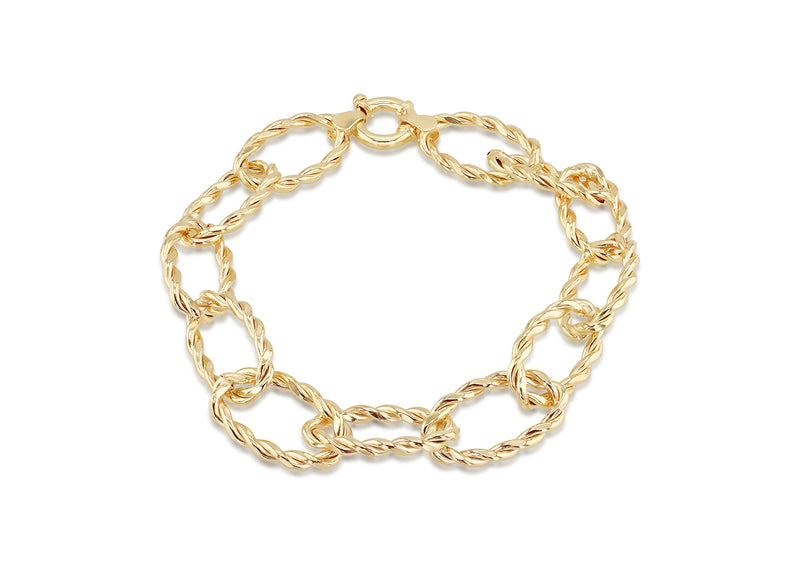 9ct Yellow Gold Twist Link Rope Bracelet