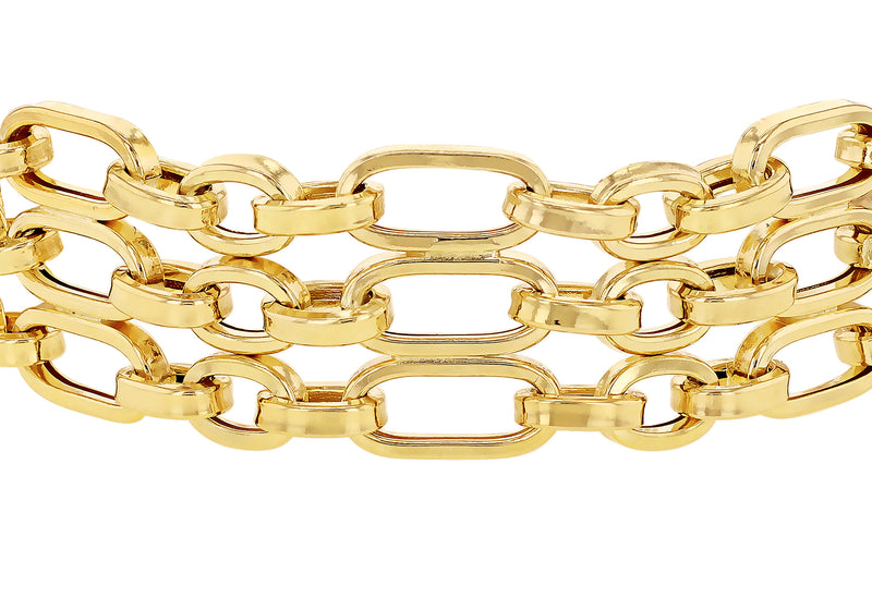 9ct Yellow Gold Tri-Strand Figaro Bracelet