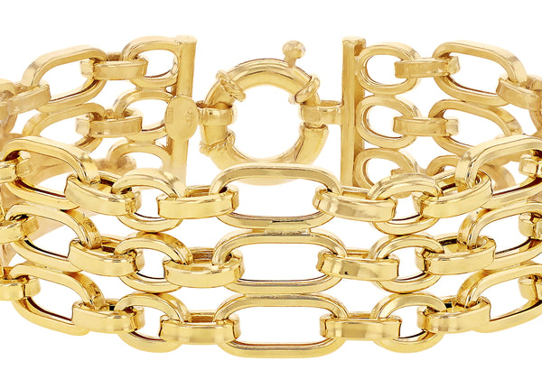 9ct Yellow Gold Tri-Strand Figaro Bracelet