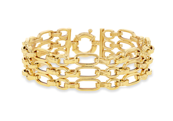 9ct Yellow Gold Tri-Strand Figaro Bracelet