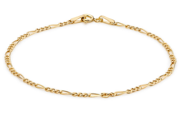 9ct Yellow Gold Hollow Figaro Bracelet 18m/7"9