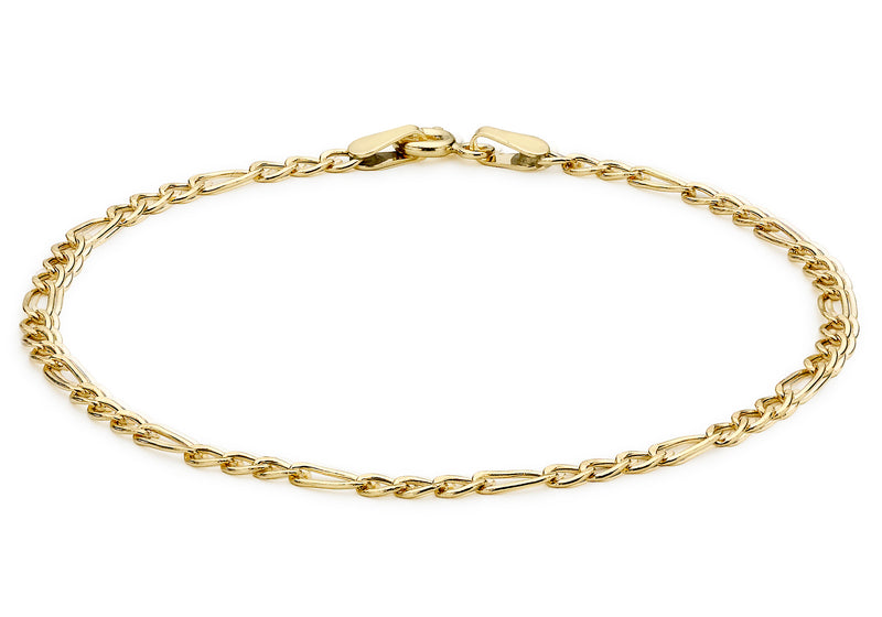 9ct Yellow Gold 60 Hollow Figaro Anklet 23m/9"9