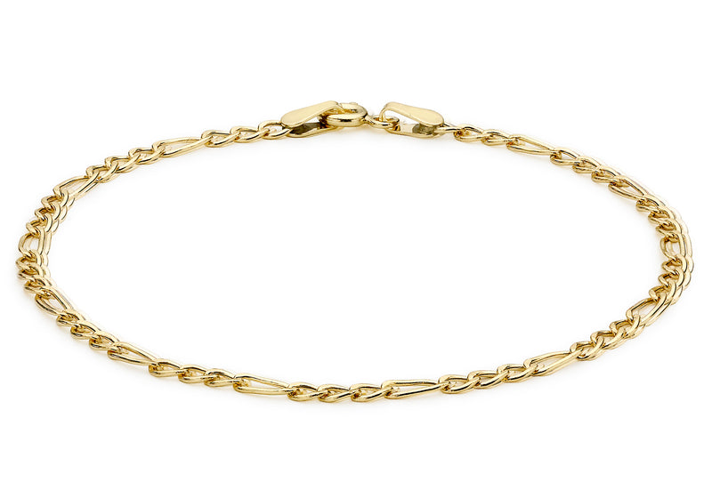 9ct Yellow Gold Hollow Figaro Anklet 23m/9"9