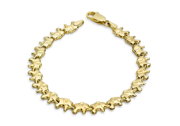 9ct Yellow Gold Elephant Link Bracelet 19m/7.5"9