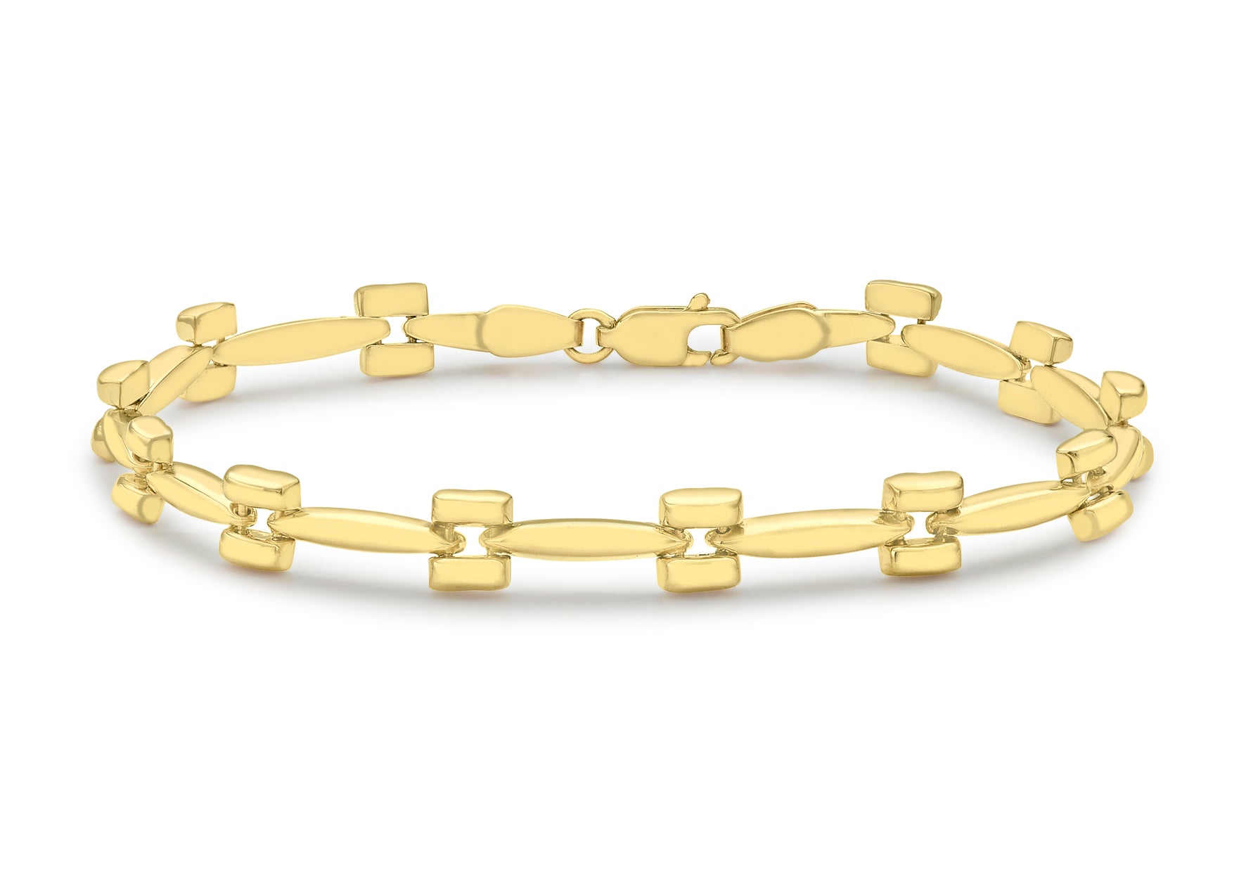 9ct Yellow Gold 6.4mm Square Link Bracelet 19m/7.5"9