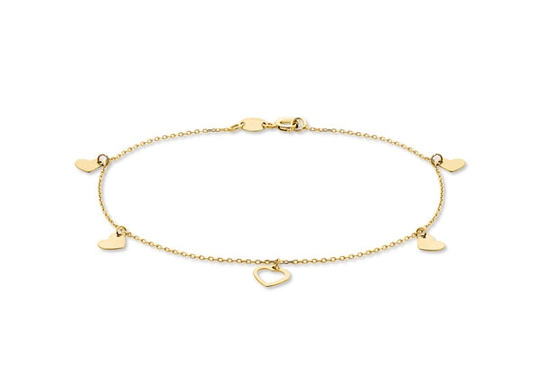 9ct Yellow Gold Hearts Links Bracelet