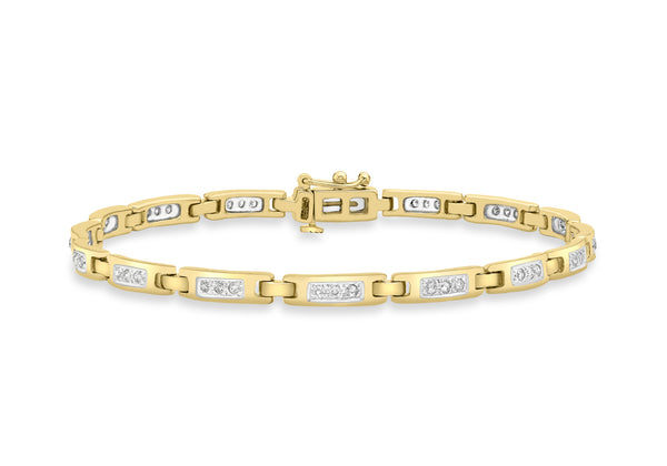 9ct Yellow Gold 0.50ct Pave Set Diamond Bar Bracelet 19m/7.5"9