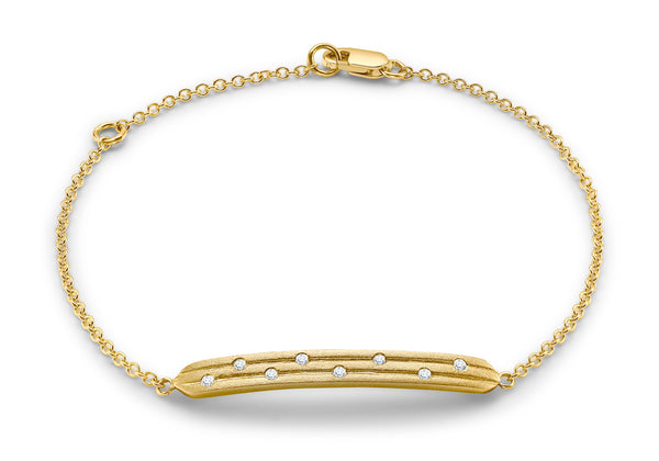 9ct Yellow Gold 0.08ct Diamond Satin Bar Adjustable Bracelet