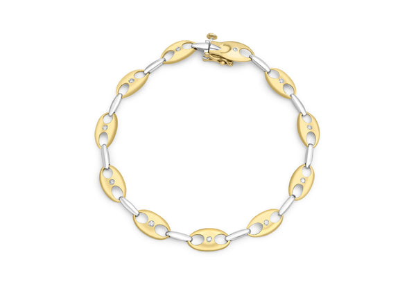 9ct 2-Colour Gold 0.20t Diamond Set Link Bracelet