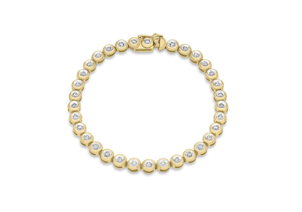 9ct Yellow Gold 1.07t Diamond DoughnCut Link Bracelet 18m/7"9
