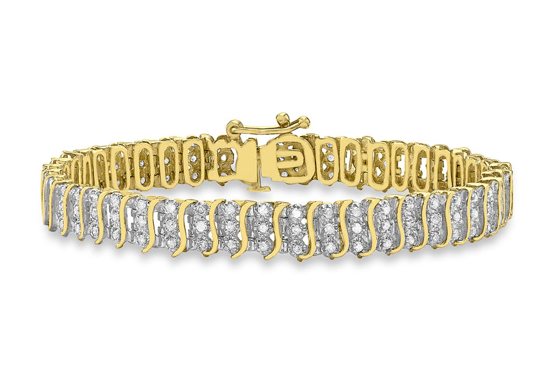 9ct Yellow Gold 1.52t Diamond Wave Bracelet 18m/7"9