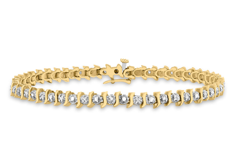 9ct Yellow Gold 0.33t Diamond S-Link Bracelet 18m/7"9