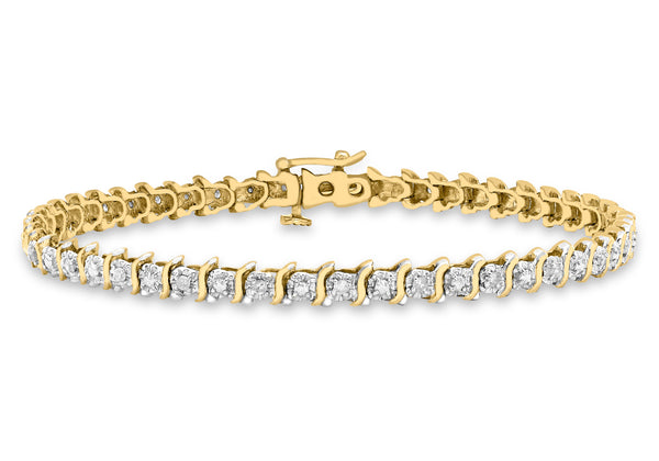 9ct Yellow Gold 0.20t Diamond S-Link Bracelet 18m/7"9