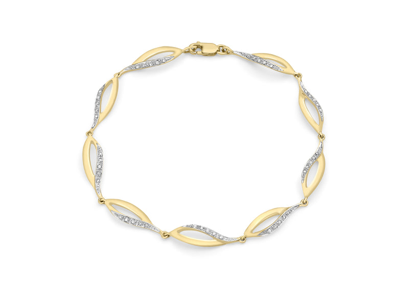 9ct Yellow Gold 0.21t Diamond Ellipse Link Bracelet 18m/7"9