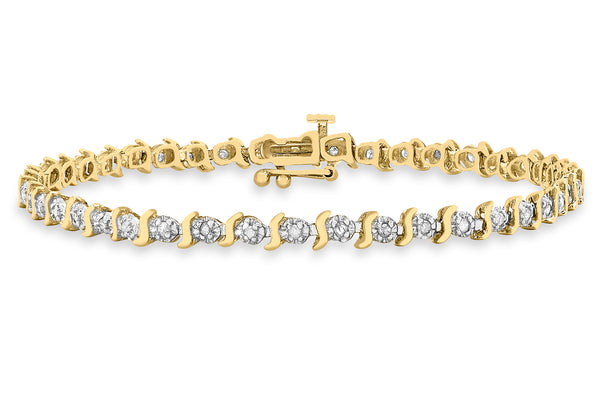 9ct Yellow Gold 0.50ct Diamond Wave-Link Bracelet 19m/7.5"9