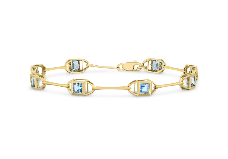 9ct Yellow Gold Swiss Blue Topaz Bracelet 18m/7"9
