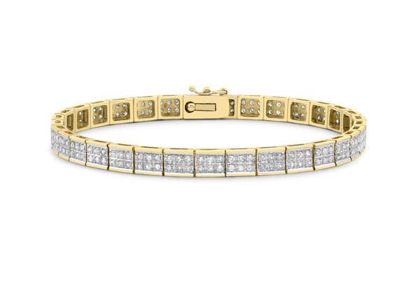 9ct Yellow Gold 1.65t Diamond Double Row Bracelet 18.5m/7.25"9