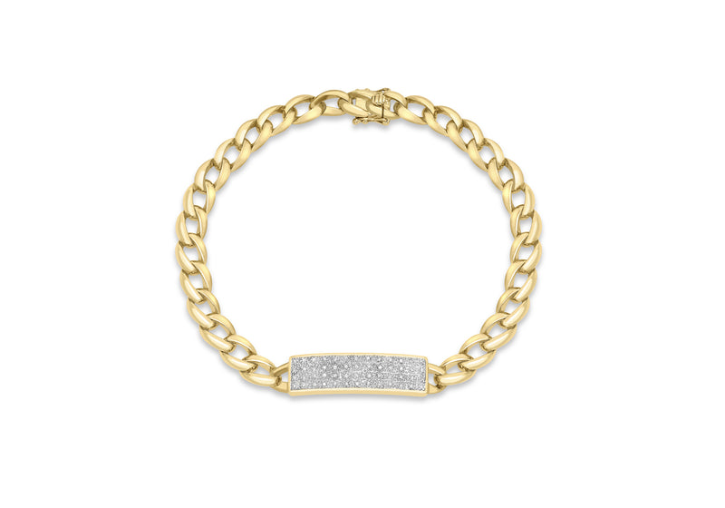 9ct Yellow Gold 0.25t Diamond Men's ID Bracelet 21.6m/8.5"9