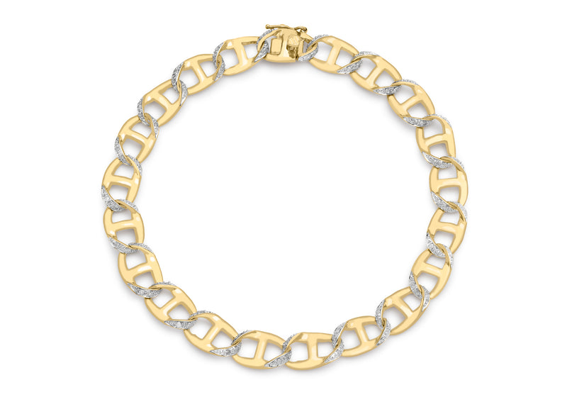9ct Yellow Gold 0.56t Diamond Men's Curb Bracelet 21.6m/8.5"9