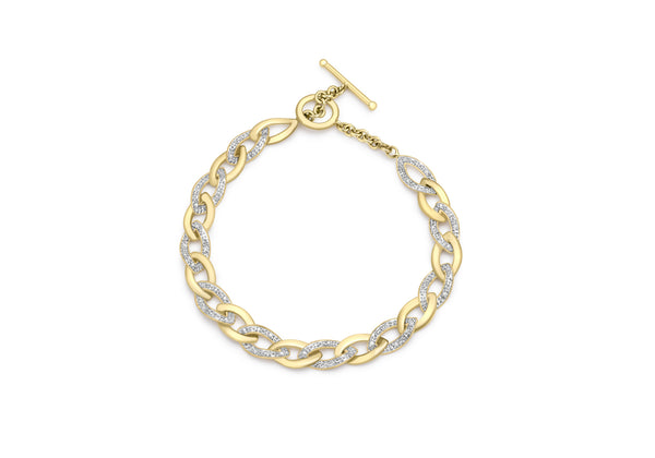 9ct Yellow Gold 0.26ct Diamond T-Bar Curb Bracelet 