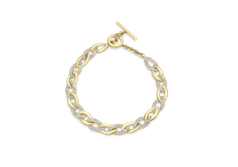 9ct Yellow Gold 0.26ct Diamond T-Bar Curb Bracelet 