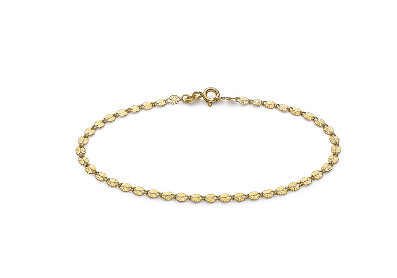 9ct Yellow Diamond Cut Forzatina Chain Bracelet