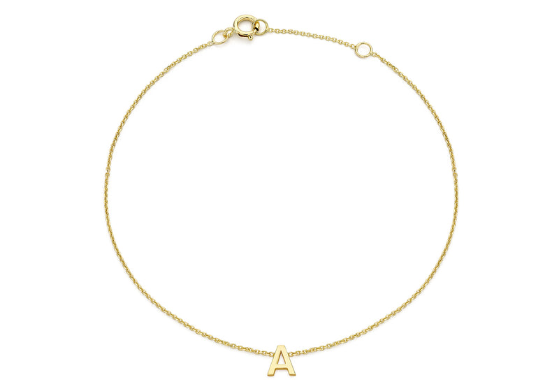 9ct Yellow Gold Initial Letter Bracelet