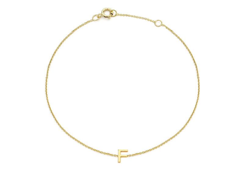 9ct Yellow Gold Initial Letter Bracelet