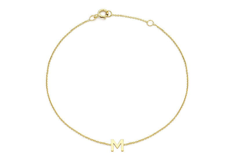 9ct Yellow Gold Initial Letter Bracelet
