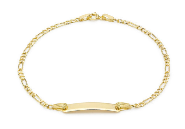 9ct Yellow Gold 19.5mm x 4.9mm Hollow Figaro Child's ID Bracelet 15m/6"9