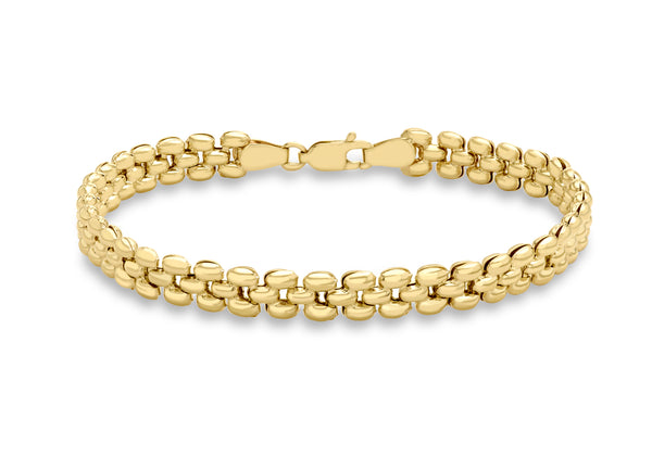 9ct Yellow Gold Fine Brick Stampata Link Bracelet 19m/7.5"9