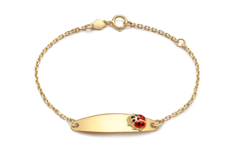 9ct Yellow Gold ID Ladybird-Detail Child's Adjustable Bracelet