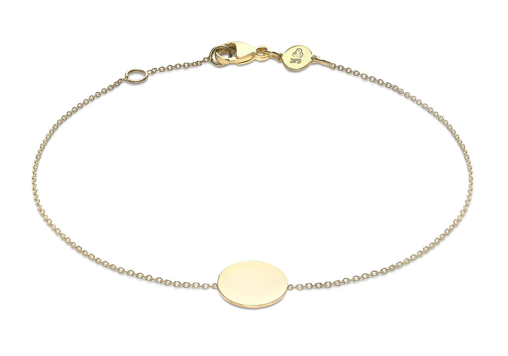 9ct Yellow Gold 10mm Disc Adjustable Bracelet 18m/7"-19m/7.5"9