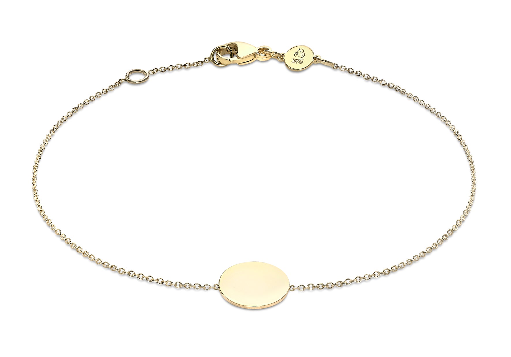 9ct Yellow Gold 10mm Disc Adjustable Bracelet 18m/7"-19m/7.5"9