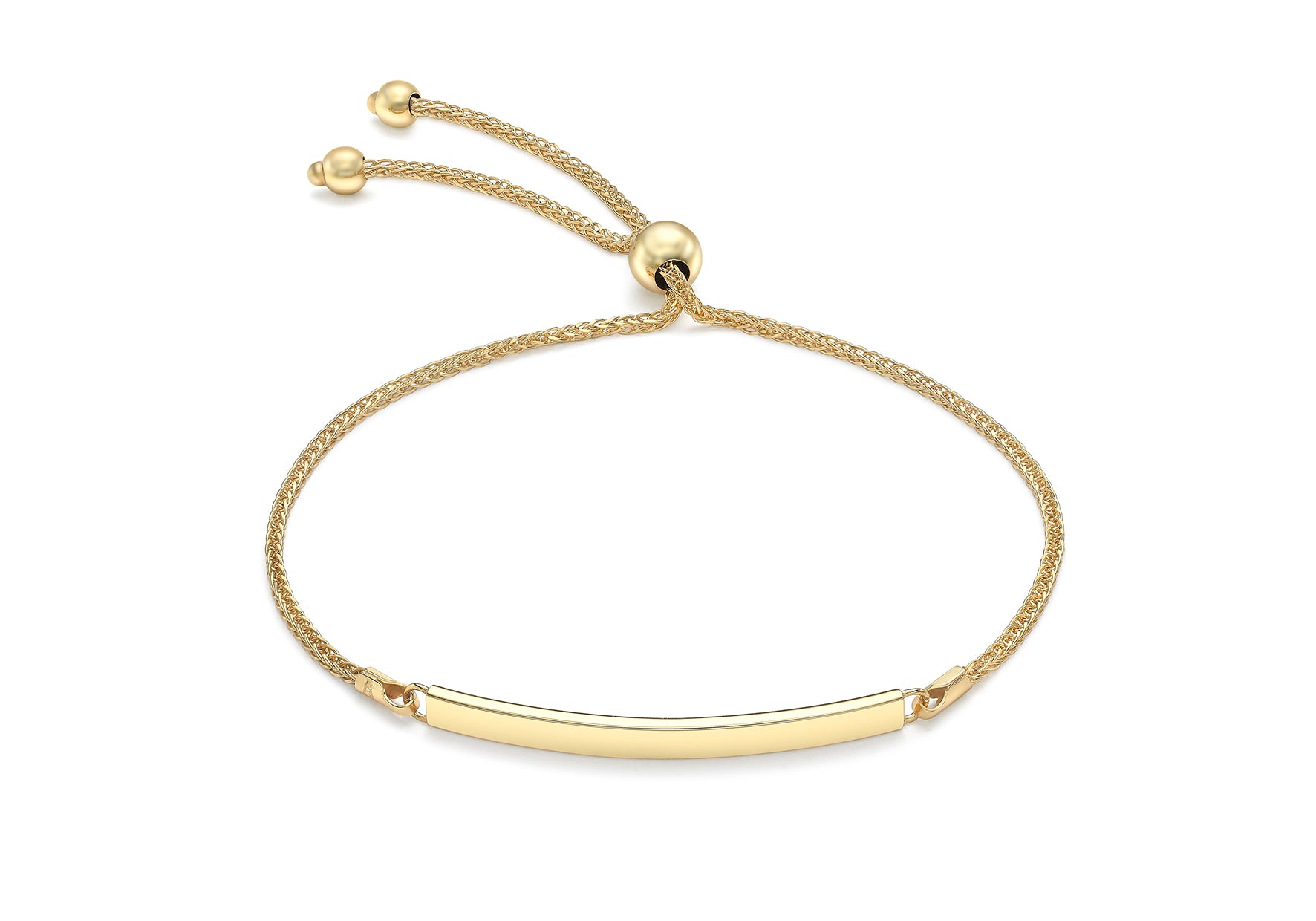 Spiga Chain Adjustable Slider ID Bracelet 9ct Yellow Gold
