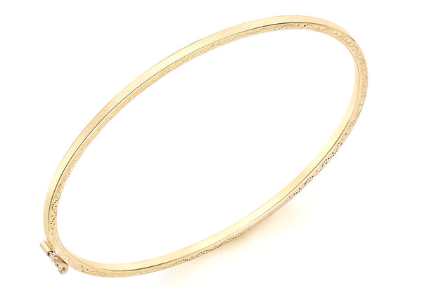 9ct Yellow Gold 6mm Patterned Edge Bangle