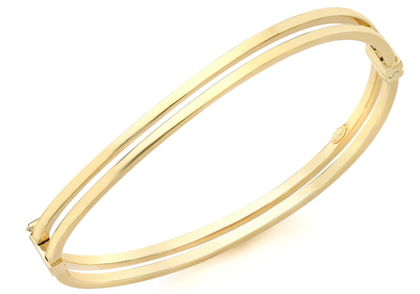 9ct Yellow Gold Double Tube Wave Bangle