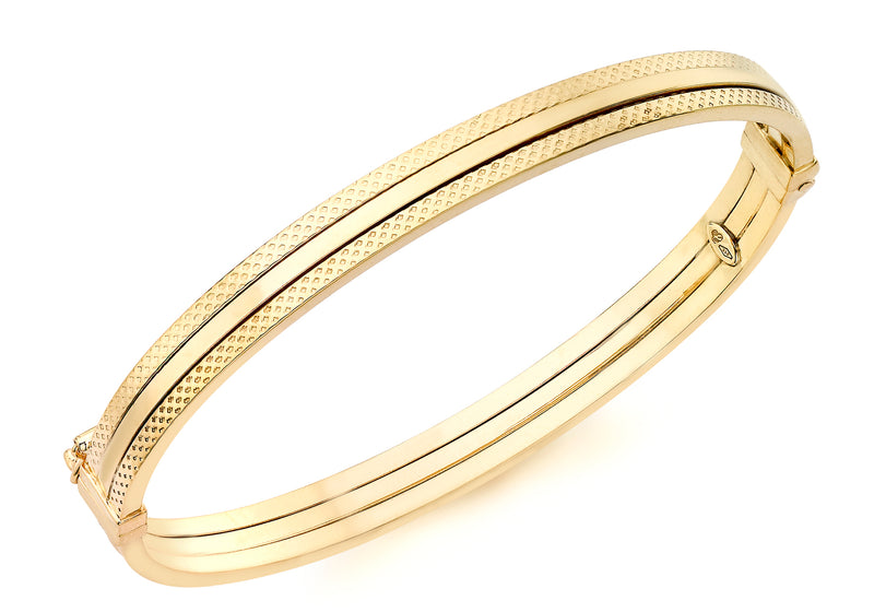 9ct Yellow Gold Patterned Detail Bangle