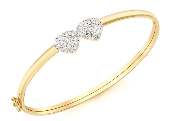 9ct Yellow Gold Crystalique Heart Detail Bangle