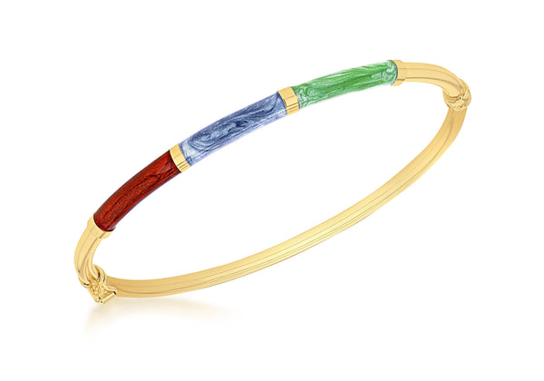 9ct Yellow Gold Tri-Coloured Enamel Bangle