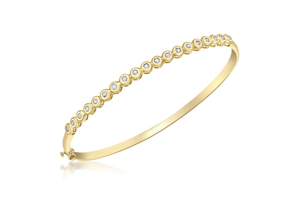 9ct Yellow Gold 0.26t Diamond DoughnCut Row Bangle