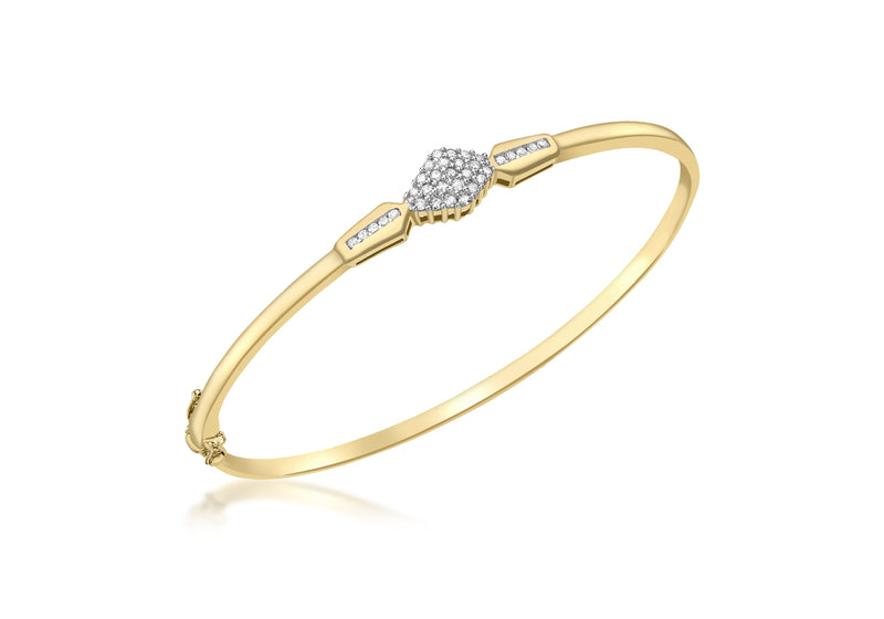 9ct Yellow Gold 0.29ct Diamond Cluster Bangle