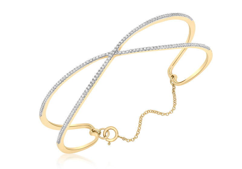 9ct Yellow Gold 0.50ct Diamond Crossover Chain Bangle