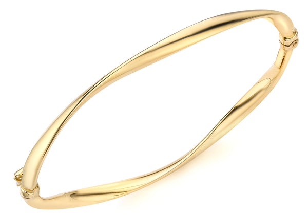 9ct Yellow Gold Twist Tube Bangle